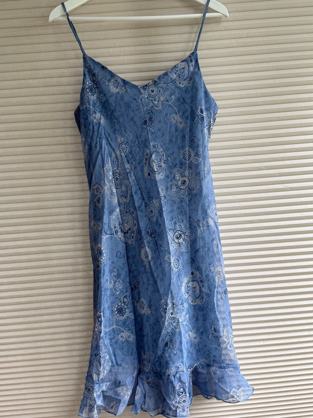 Vintage Y2k Slip Dress City Triangles Blue Paisley Floral  Fairycore Size 9/10